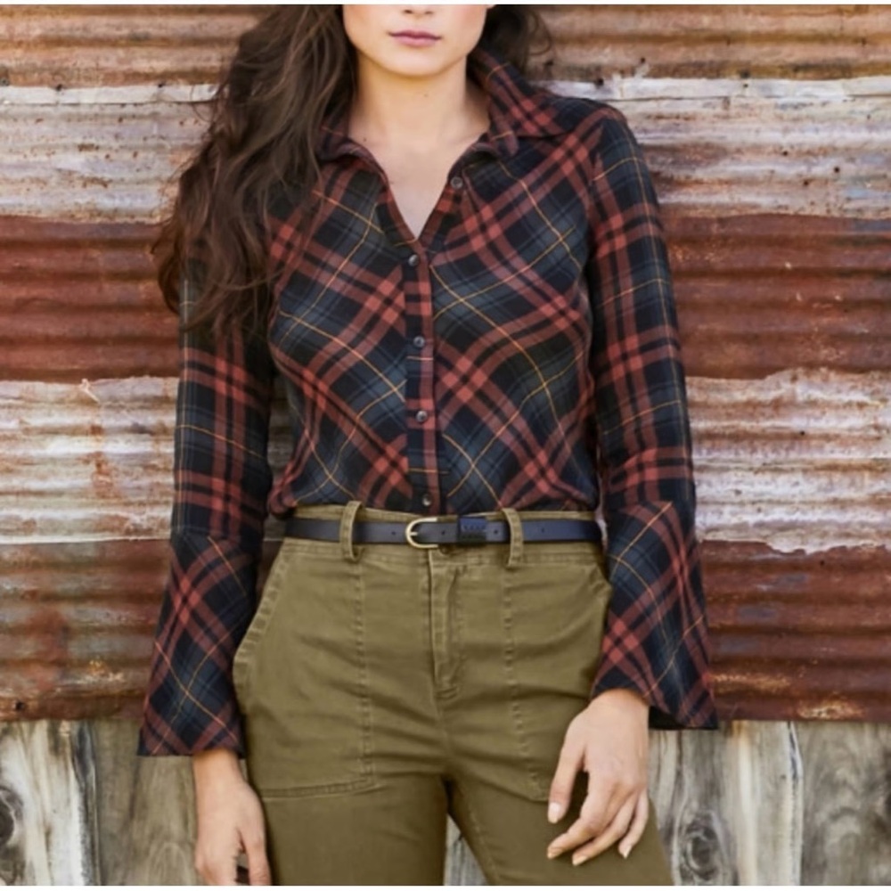 Peruvian Connection Red and Black Plaid Button-Down Shirt